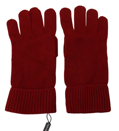 Shop Dolce & Gabbana Red 100% Cashmere Knit Hands Mitten S Gloves