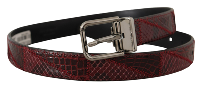 Dolce & Gabbana Red Exotic Leather Metal Logo Buckle Belt In Red