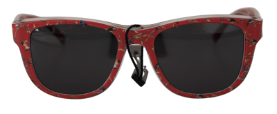 Shop Dolce & Gabbana Red Floral Plastic Frame Round Lens Dg4284 Sunglasses