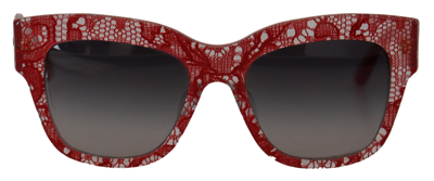 Dolce & Gabbana Red Lace Acetate Rectangle Shades In Red