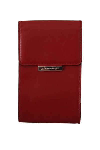 Shop Dolce & Gabbana Red Leather Wallet Keyring Pouch Slot Pocket Wallet