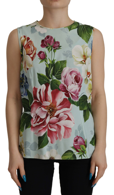 Shop Dolce & Gabbana Rose Print Sleeveless Casual Tank Tropical Top