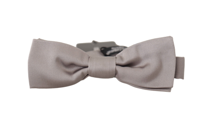 Shop Dolce & Gabbana Silver 100% Silk Slim Adjustable Neck Papillon Tie