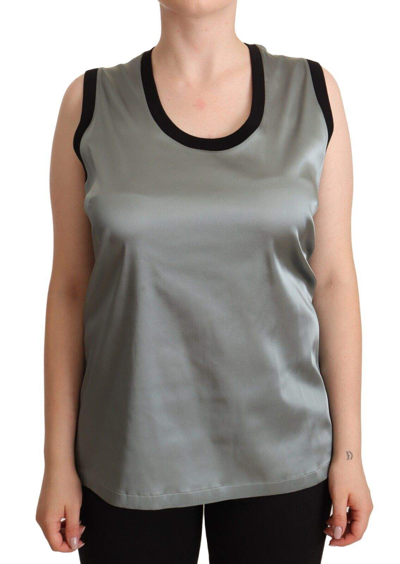 Dolce & Gabbana Silver Round Neck Sleeveless Casual Tank Top In Silver