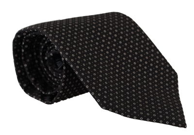 Shop Dolce & Gabbana White Black Polka Dots Necktie Accessory 100% Silk Tie