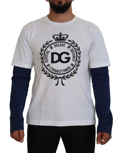 Shop Dolce & Gabbana White Blue Dg Crown Pullover Sweater In Black