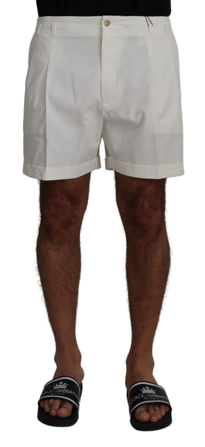 Shop Dolce & Gabbana White Cotton Bermuda Casual Shorts