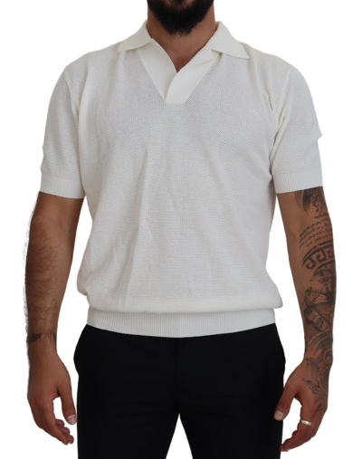 Shop Dolce & Gabbana White Cotton Collared Short Sleeved T-shirt