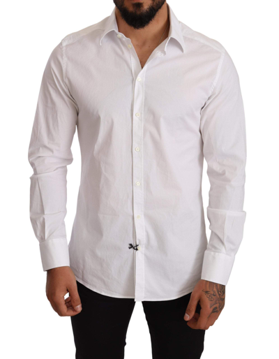 Shop Dolce & Gabbana White Cotton Stretch Formal Shirt