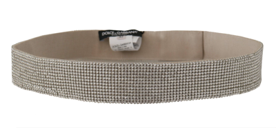 Shop Dolce & Gabbana White Embellished Crystals Wide Snap Button Waist Belt