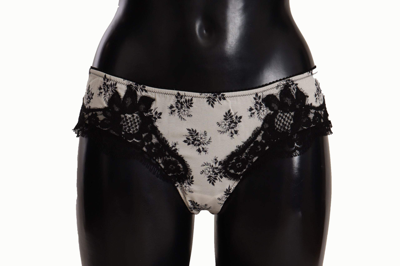 Shop Dolce & Gabbana White Floral Lace Satin Briefs Underwear