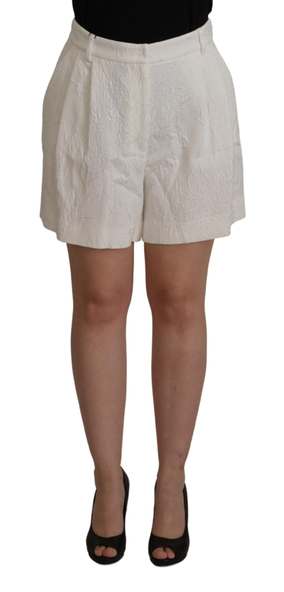 Shop Dolce & Gabbana White High Waist Culotte Cotton Shorts