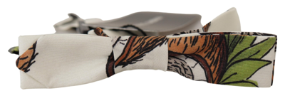 Shop Dolce & Gabbana White Pattern Silk Adjustable Neck Papillon Bow Tie