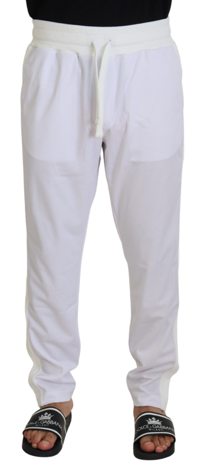 Shop Dolce & Gabbana White Polyester Crown Logo Jogger Pants