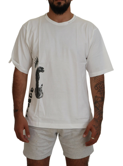 Shop Dolce & Gabbana White Printed Short Sleeves Mens T-shirt