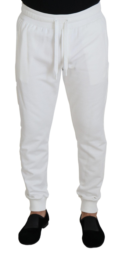 Shop Dolce & Gabbana White Sport Logo Cotton Sweatpants Trousers Pants
