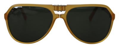 Shop Dolce & Gabbana Yellow Acetate Black Lens Aviator Dg4196 Sunglasses