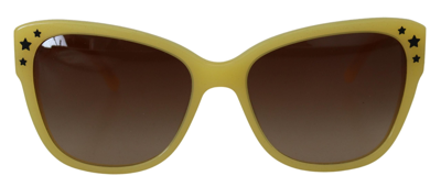 Shop Dolce & Gabbana Yellow Acetate Frame Stars Embellisht Dg4124 Sunglasses