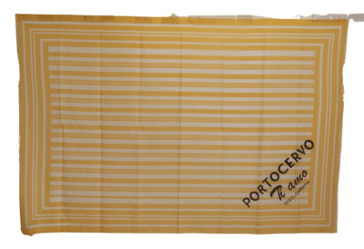 Shop Dolce & Gabbana Yellow White Striped Portocervo Shawl Scarf