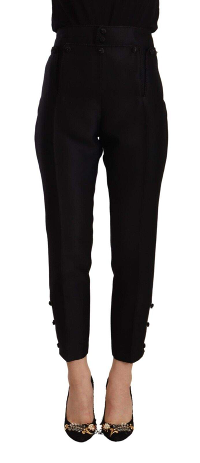 Shop Dsquared² Black Wool High Waist Skinny  Pants