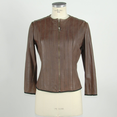 Shop Emilio Romanelli Brown Genuine Leather Jackets & Coat