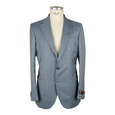 Shop Emilio Romanelli Light Blue Wool Blazer