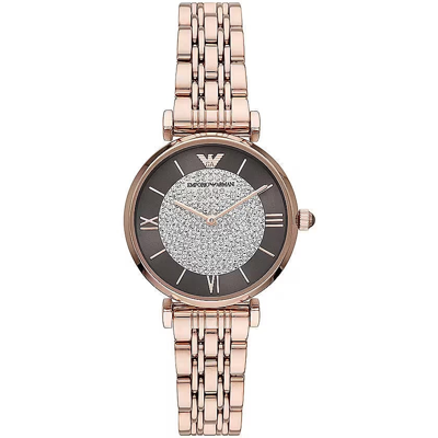 Emporio Armani Bronze Steel Quartz Watch In Bronze