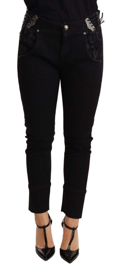 Ermanno Scervino Chic Black Low Waist Skinny Jeans In Black