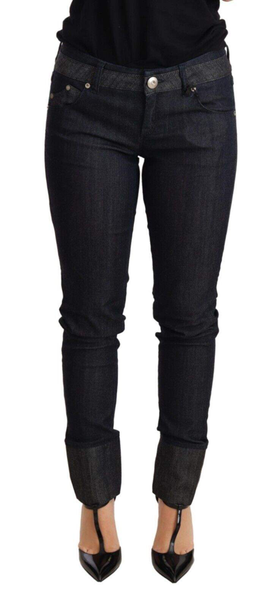 Ermanno Scervino Chic Dark Blue Low Waist Skinny Jeans In Black