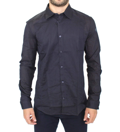 Shop Ermanno Scervino Blue Slim Fit Cotton Casual Top Shirt