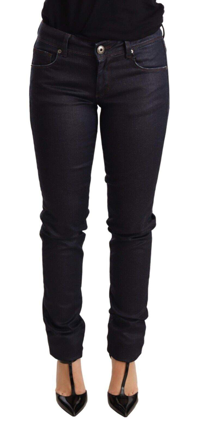 Ermanno Scervino Chic Dark Blue Low Waist Skinny Jeans In Black