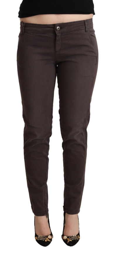 Ermanno Scervino Brown Cotton Low Waist Slim Fit Pants In Brown
