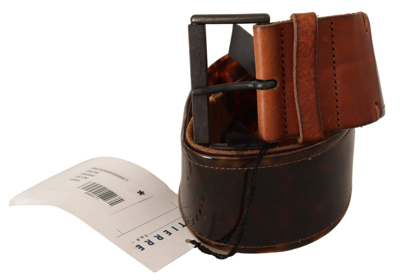 Shop Ermanno Scervino Dark Brown Leather Buckle Waist Belt