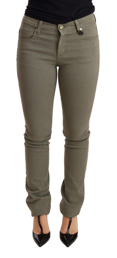 Ermanno Scervino Green Low Waist Skinny Slim Trouser Cotton Jeans In Green