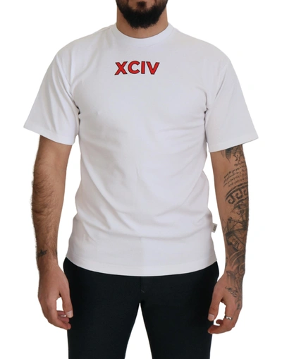 Shop Gcds White Logo Print Cotton Short Sleeves T-shirt