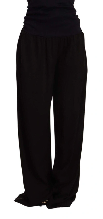 Shop Gf Ferre' Black High Waist Straight Long Dress Trouser Pants