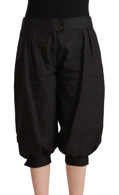 Shop Gf Ferre' Black Viscose Cropped Harem Pants