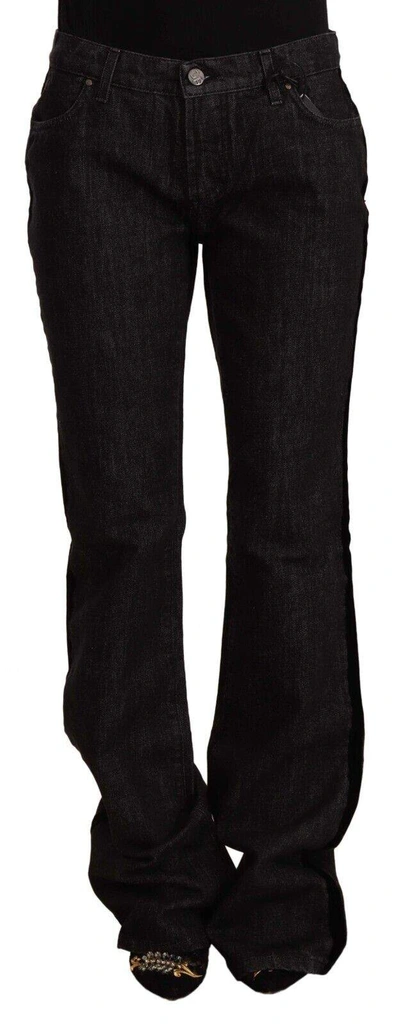 Shop Gf Ferre' Black Mid Waist Cotton Denim Straight Boot Cut Jeans
