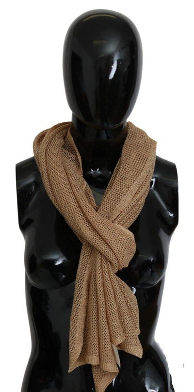 Gf Ferre' Brown Neck Wrap Winter Shawl Foulard Scarf In Brown
