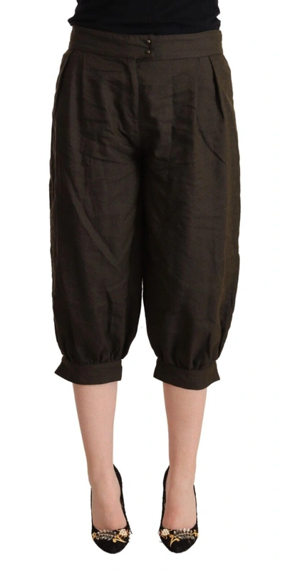 Gf Ferre' Brown Viscose Cropped Harem Pants In Brown