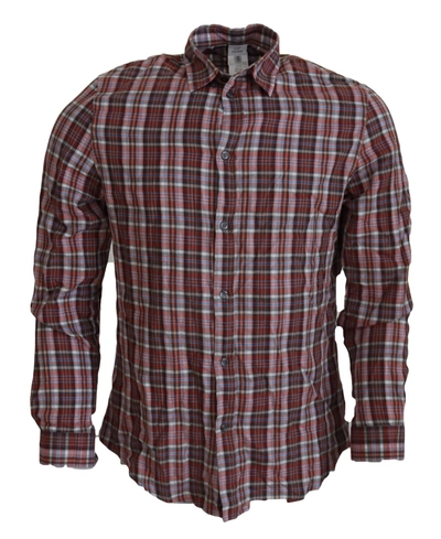 Gf Ferre' Multicolor Checkered Cotton Long Sleeves Casual Shirt In Multicolor