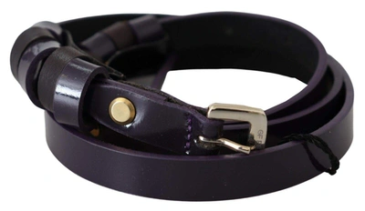 Shop Gf Ferre' Silver Logo Buckle Waist 's Slim Belt In Violet