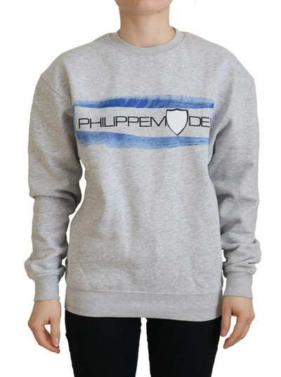 Shop Philippe Model Gray Printed Long Sleeves Pullover Sweater