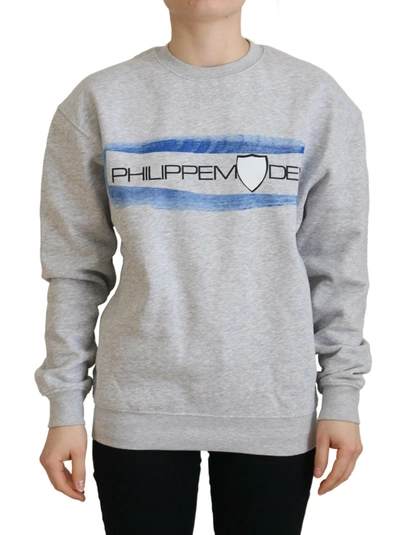 Philippe Model Gray Printed Long Sleeves Pullover Sweater In Gray
