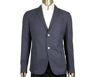 Shop Gucci Formal Midnight Blue Grey Wool Jacket 2 Buttons