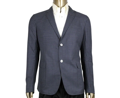 Shop Gucci 's Formal Midnight Blue / Grey Wool Jacket 2 Buttons