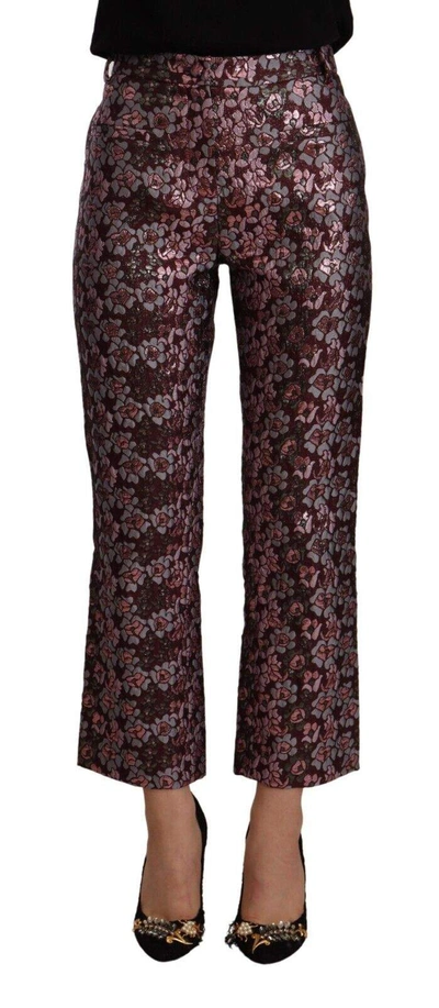 Shop House Of Holland Multicolor Floral Jacquard Flared Cropped Pants