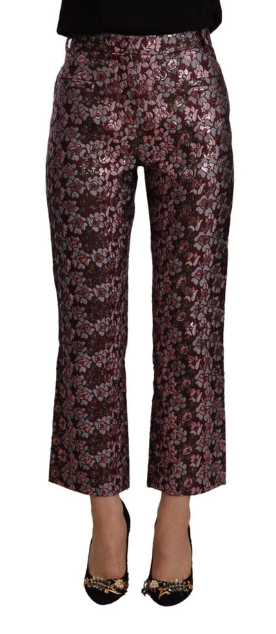 House Of Holland Multicolor Floral Jacquard Flared Cropped Pants In Multicolor
