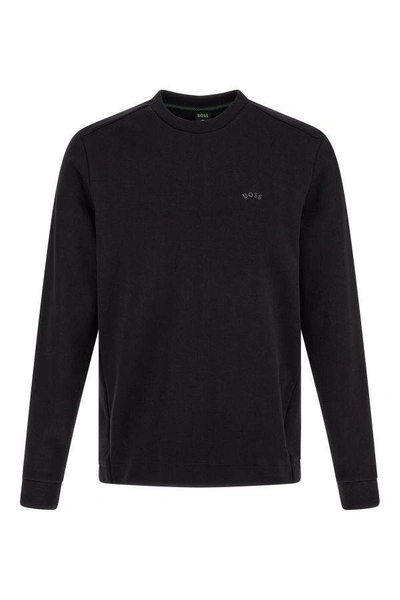 Hugo Boss Black Cotton Logo Details Sweatshirt In Black