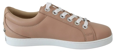 Shop Jimmy Choo Powder Pink Leather Cash Sneakers